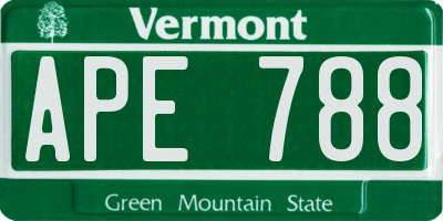 VT license plate APE788