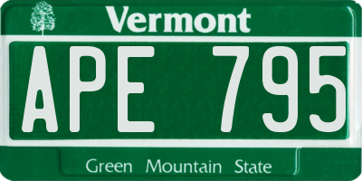 VT license plate APE795