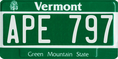VT license plate APE797