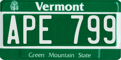 VT license plate APE799