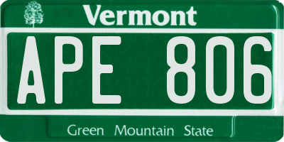 VT license plate APE806