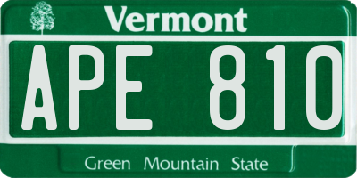 VT license plate APE810