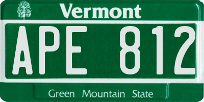 VT license plate APE812