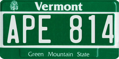 VT license plate APE814