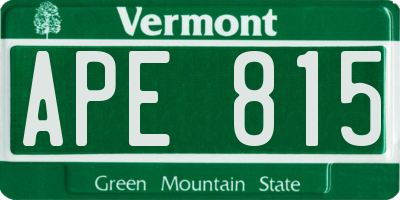 VT license plate APE815