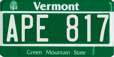 VT license plate APE817