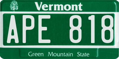 VT license plate APE818