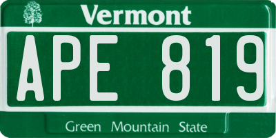 VT license plate APE819