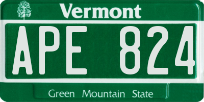 VT license plate APE824