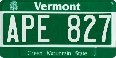 VT license plate APE827
