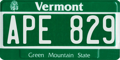VT license plate APE829