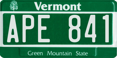 VT license plate APE841