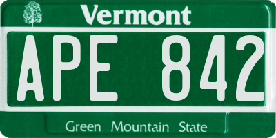 VT license plate APE842
