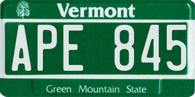 VT license plate APE845
