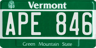 VT license plate APE846