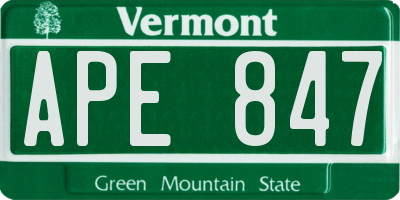 VT license plate APE847