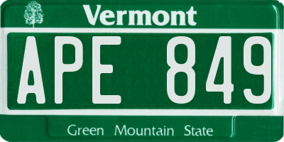 VT license plate APE849
