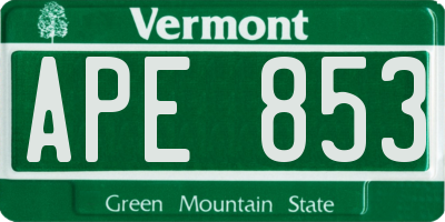 VT license plate APE853