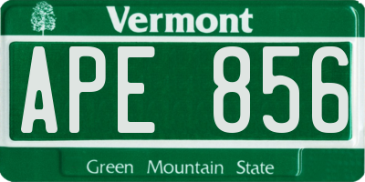 VT license plate APE856