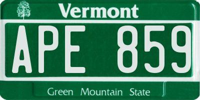 VT license plate APE859