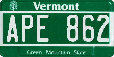VT license plate APE862