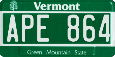 VT license plate APE864