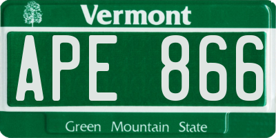 VT license plate APE866