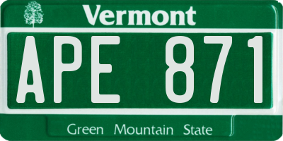 VT license plate APE871