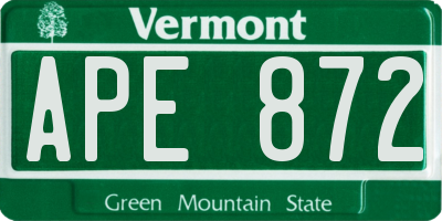 VT license plate APE872