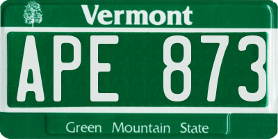 VT license plate APE873