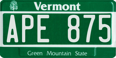 VT license plate APE875