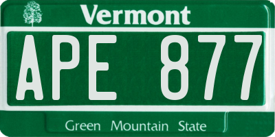 VT license plate APE877