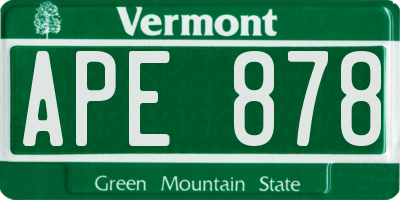 VT license plate APE878