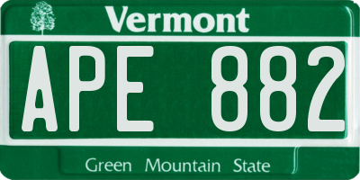 VT license plate APE882