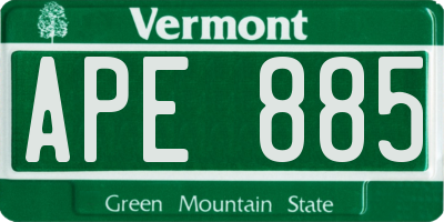 VT license plate APE885