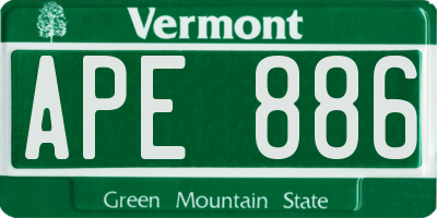 VT license plate APE886