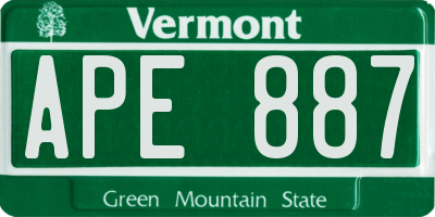 VT license plate APE887