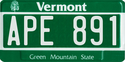 VT license plate APE891