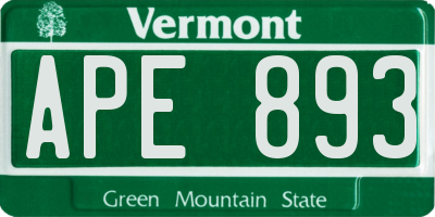 VT license plate APE893