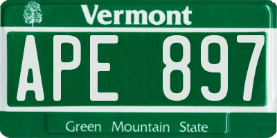 VT license plate APE897