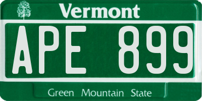 VT license plate APE899