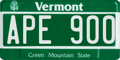 VT license plate APE900
