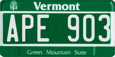 VT license plate APE903