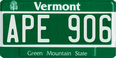 VT license plate APE906