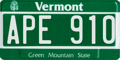 VT license plate APE910