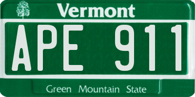 VT license plate APE911