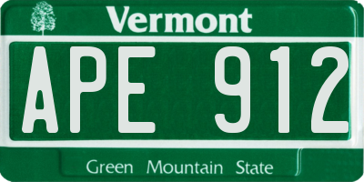 VT license plate APE912