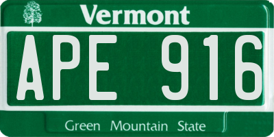 VT license plate APE916