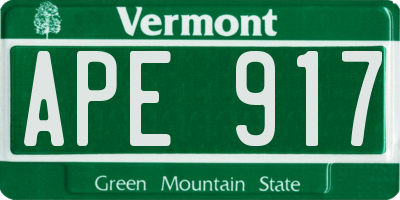 VT license plate APE917