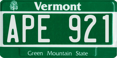VT license plate APE921